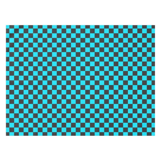 Cyan and charcoal checkerboard pattern tischdecke (Vorderseite (Horizontal))