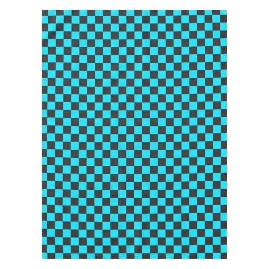 Cyan and charcoal checkerboard pattern tischdecke (Vorderseite)