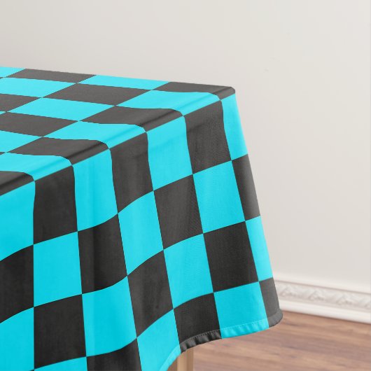 Cyan and charcoal checkerboard pattern tischdecke (Beispiel)