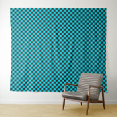 Cyan and charcoal checkerboard pattern wandteppich (Beispiel (Horizontal))
