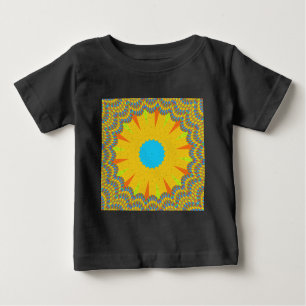 Cyan and Gold Mandala Art Print Baby T-shirt