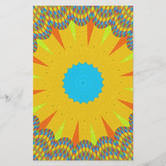 Cyan and Gold Mandala Art Print Briefpapier (Vorderseite)