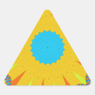 Cyan and Gold Mandala Art Print Dreieckiger Aufkleber