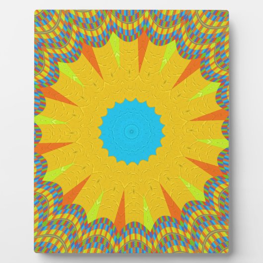 Cyan and Gold Mandala Art Print Fotoplatte (Vorderseite)