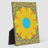 Cyan and Gold Mandala Art Print Fotoplatte (Seite)