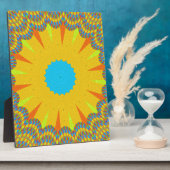 Cyan and Gold Mandala Art Print Fotoplatte (Seite)