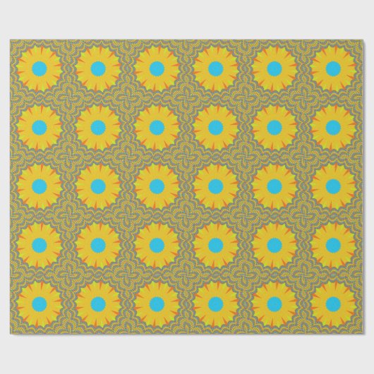 Cyan and Gold Mandala Art Print Geschenkpapier (Flach)