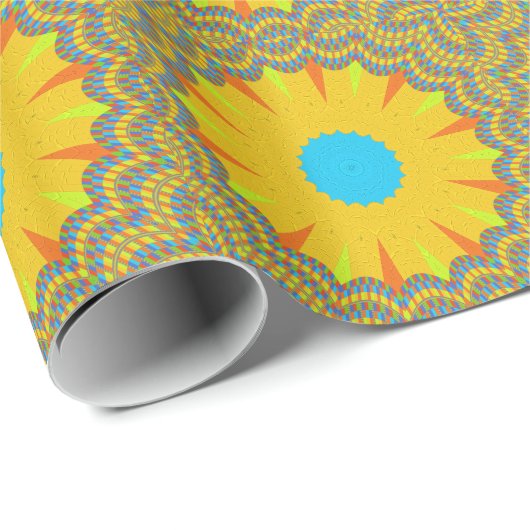 Cyan and Gold Mandala Art Print Geschenkpapier (Rolleneckpunkt)