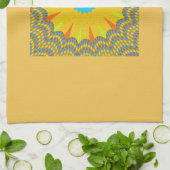 Cyan and Gold Mandala Art Print Handtuch (Gefaltet)