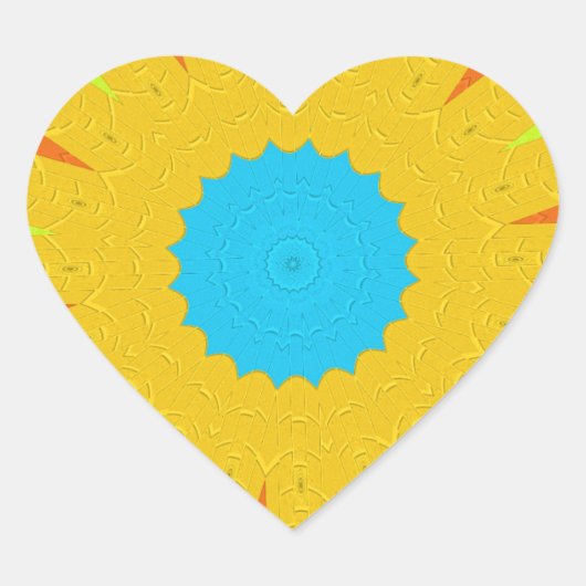 Cyan and Gold Mandala Art Print Herz-Aufkleber (Vorderseite)