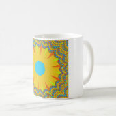 Cyan and Gold Mandala Art Print Kaffeetasse (VorderseiteRechts)
