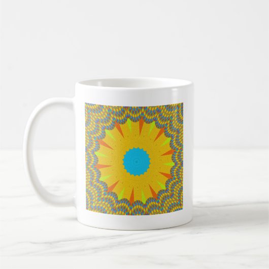 Cyan and Gold Mandala Art Print Kaffeetasse (Links)