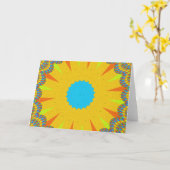 Cyan and Gold Mandala Art Print Karte (Gelbe Blume)