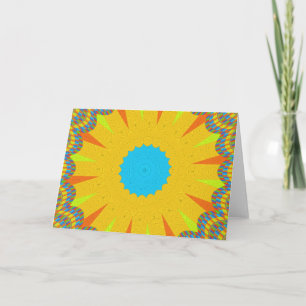 Cyan and Gold Mandala Art Print Karte