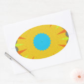 Cyan and Gold Mandala Art Print Ovaler Aufkleber (Umschlag)