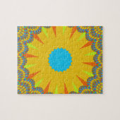 Cyan and Gold Mandala Art Print Puzzle (Horizontal)