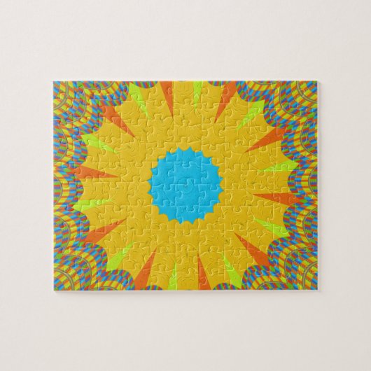 Cyan and Gold Mandala Art Print Puzzle (Horizontal)