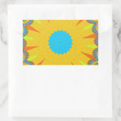 Cyan and Gold Mandala Art Print Rechteckiger Aufkleber (Tasche)