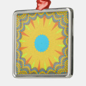 Cyan and Gold Mandala Art Print Silbernes Ornament (Links)