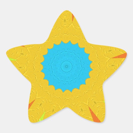 Cyan and Gold Mandala Art Print Stern-Aufkleber (Vorderseite)