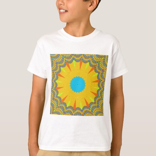 Cyan and Gold Mandala Art Print T-Shirt (Vorderseite)