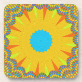 Cyan and Gold Mandala Art Print Untersetzer (Vorderseite)