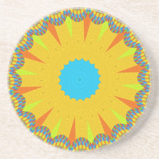 Cyan and Gold Mandala Art Print Untersetzer (Vorne)