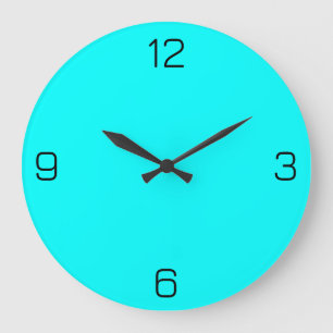 Cyan / Aqua Blue 00FFFF Color - Option zum Hinzufü Große Wanduhr