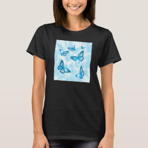 Cyan Ästhetik Pastel Butterfly und Blue Gefärbte K T-Shirt