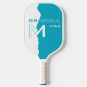 Cyan Best Oma mit Monogrammatikalischen Initialen  Pickleball Schläger (Rückseite)