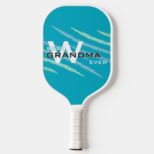 Cyan Best Oma mit Monogrammierten Initialen Carbon Pickleball Schläger (Rückseite)