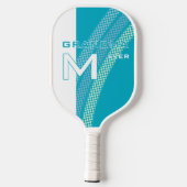 Cyan Best Oma mit Monogrammierten Initialen mit Pu Pickleball Schläger (Rückseite)