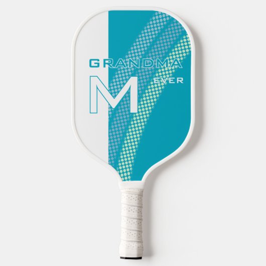 Cyan Best Oma mit Monogrammierten Initialen mit Pu Pickleball Schläger (Rückseite)
