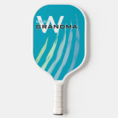 Cyan Best Oma mit Monogrammierten Initialen Pickleball Schläger (Rückseite)