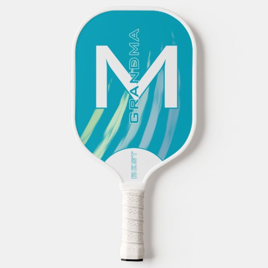 Cyan Best Oma mit Monogrammierten Initialen Pickleball Schläger (Rückseite)