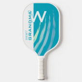 Cyan Best Oma mit Monogrammierten Initialen Pickleball Schläger (Vorderseite)