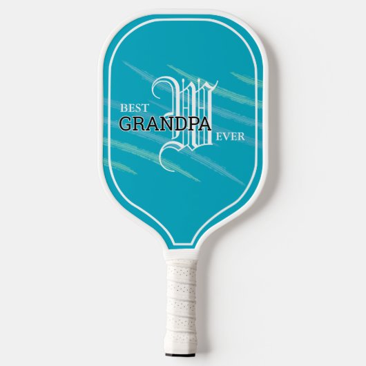 Cyan Best Opa jemals, monogramiert Pickleball Schläger (Rückseite)