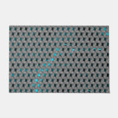 Cyan-Bild unter grauen Tellern, rechteckige Formen Fußmatte (Vorderseite)