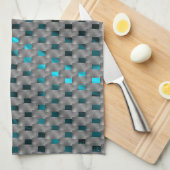 Cyan-Bild unter grauen Tellern, rechteckige Formen Geschirrtuch (Viertel Falte)