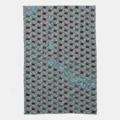 Cyan-Bild unter grauen Tellern, rechteckige Formen Geschirrtuch (Vertikal)