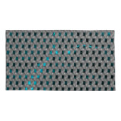 Cyan-Bild unter grauen Tellern, rechteckige Formen Kissenbezug (Rückseite-Links)