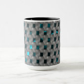 Cyan-Bild unter grauen Tellern, rechteckige Formen Tasse (Zentrum)