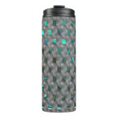 Cyan-Bild unter grauen Tellern, rechteckige Formen Thermosbecher (Vorderseite)