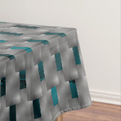 Cyan-Bild unter grauen Tellern, rechteckige Formen Tischdecke (Beispiel)
