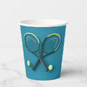 Cyan Birthday Party Rackets and Balls Tennis Pappbecher (Vorderseite)