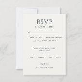 Cyan Black & Ivory Monogram Wedding RSVP Karte (Vorderseite)