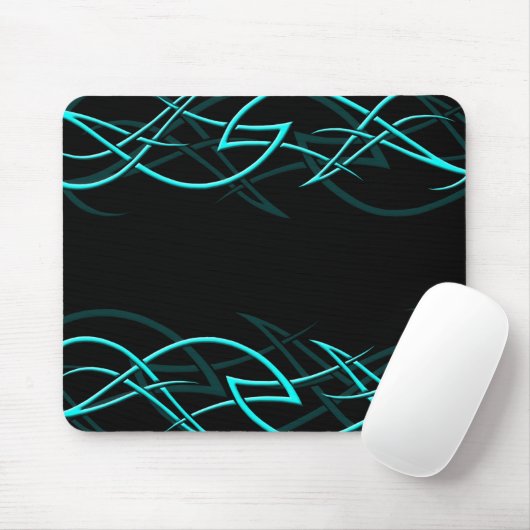 Cyan-blau auf schwarzer "Eleganz" Mousepad (Mit Mouse)