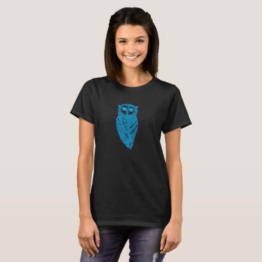 Cyan-blau der majestätische Eulen-T - Shirt (Vorne ganz)