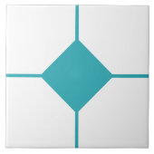 Cyan-Blau-Weiß-Diamantkreuz Fliese (Vorderseite)