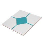 Cyan-Blau-Weiß-Diamantkreuz Fliese (Seite)